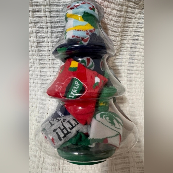 NEW Elf Women's Holiday Socks 5 Pair Pack In Plastic Christmas Tree Size 4-10 - Picture 3 of 3